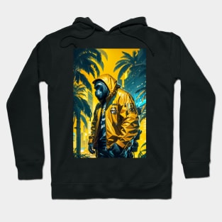 Trendy gorilla wearing yellow jacket in miami beach Hoodie